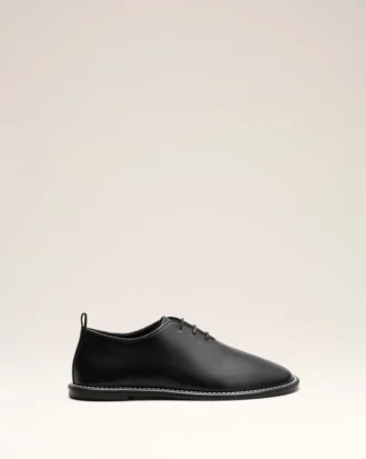 Zapatos derby midi de piel de vaca negra