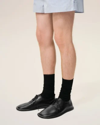 Zapatos derby midi de piel de vaca negra
