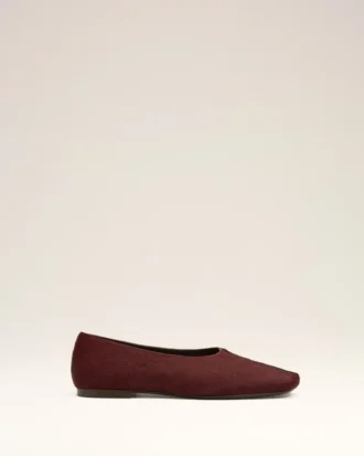 Zapatos planos bicolores de piel burdeos